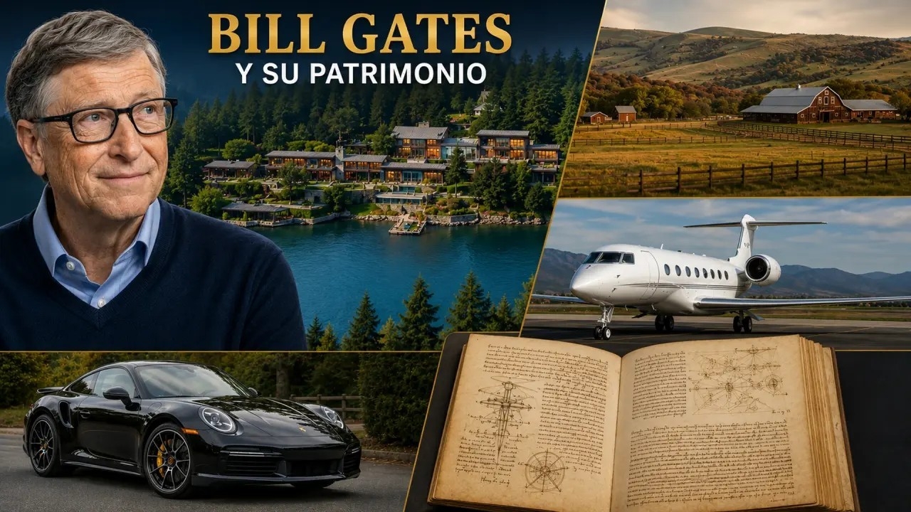 Bill Gates se posiciona como una de las figuras con mayor peso financiero a nivel global gracias a una vasta fortuna que abarca desde una impresionante coleccion de automoviles deportivos y jets privados de lujo hasta vastas extensiones de ranchos y la posesion exclusiva del valioso manuscrito de Leonardo Da Vinci que constituye el grueso de su extraordinario patrimonio actual